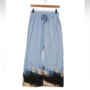 Munthe blue cotton wide leg graphic printed pants